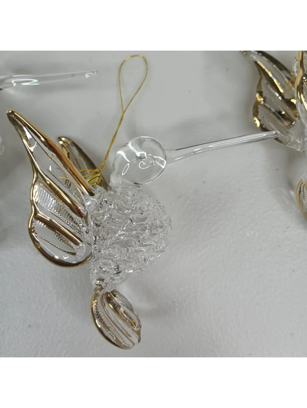 Hummingbird Vintage Ornaments Set of 9 Blown Glass with Gold Trim Item 20888